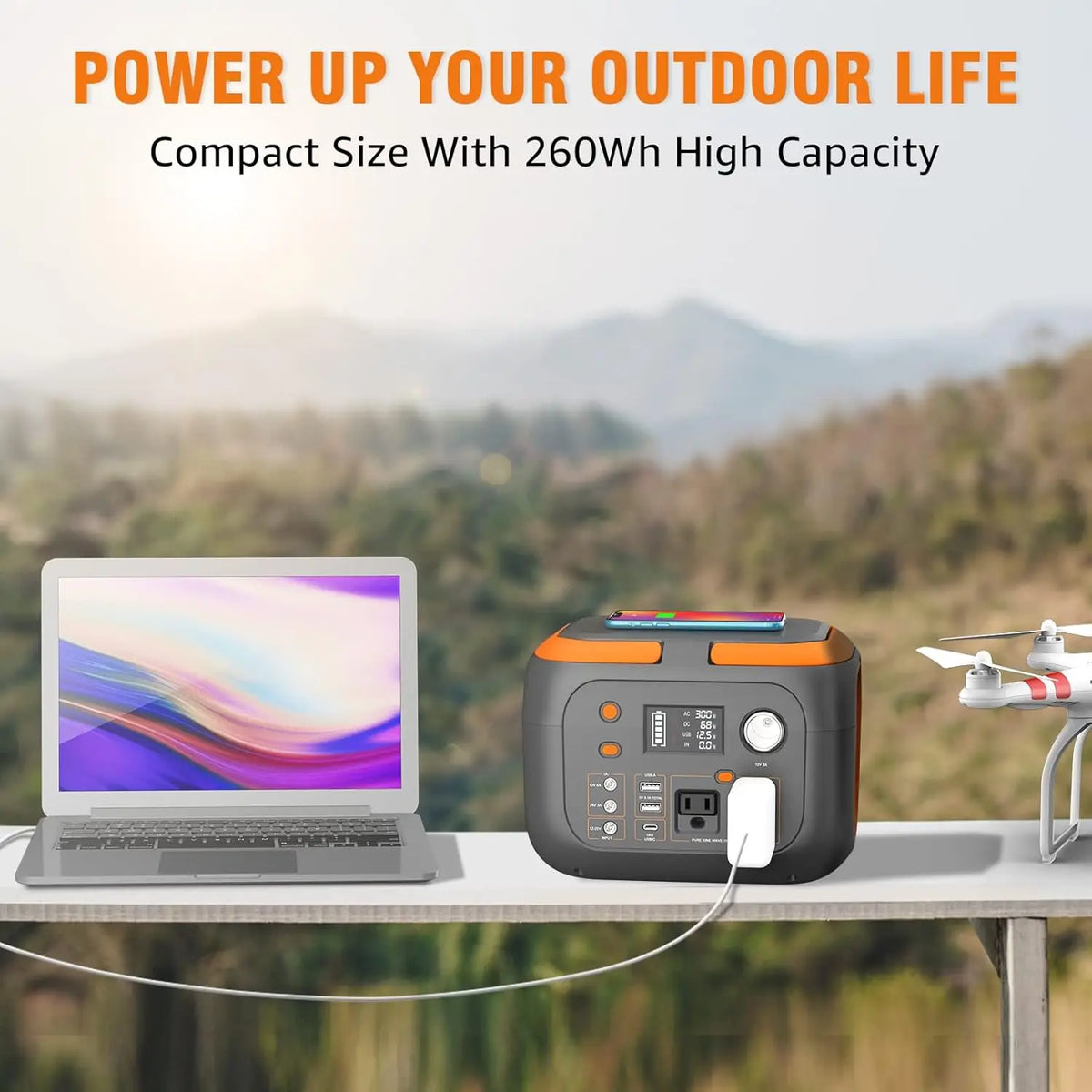 300W Portable Power Station 260Wh 70400mAh Outdoor Solar Generator Mobile Lithium Battery 110V Outlet Solar Power Bank Camping L