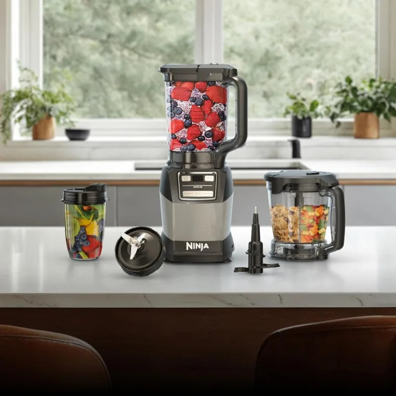 Ninja Blender for Smoothies, Dough & Frozen Drinks,72-oz.* Blender Pitcher,40-oz. Processor Bowl & 18-oz. Single-Serve Cup, Grey