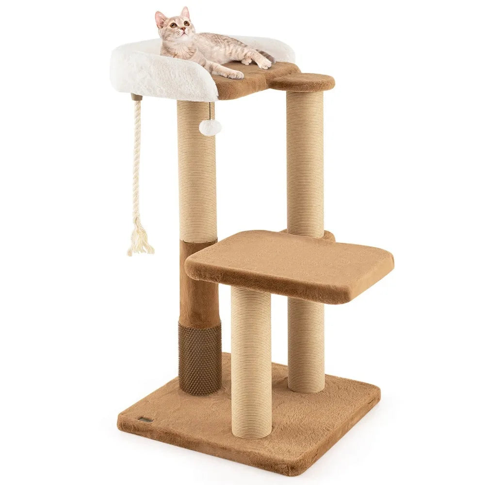 44" Cat Tree for Indoor w/Plush Padded Perch Scratching Posts Jumping Platform
