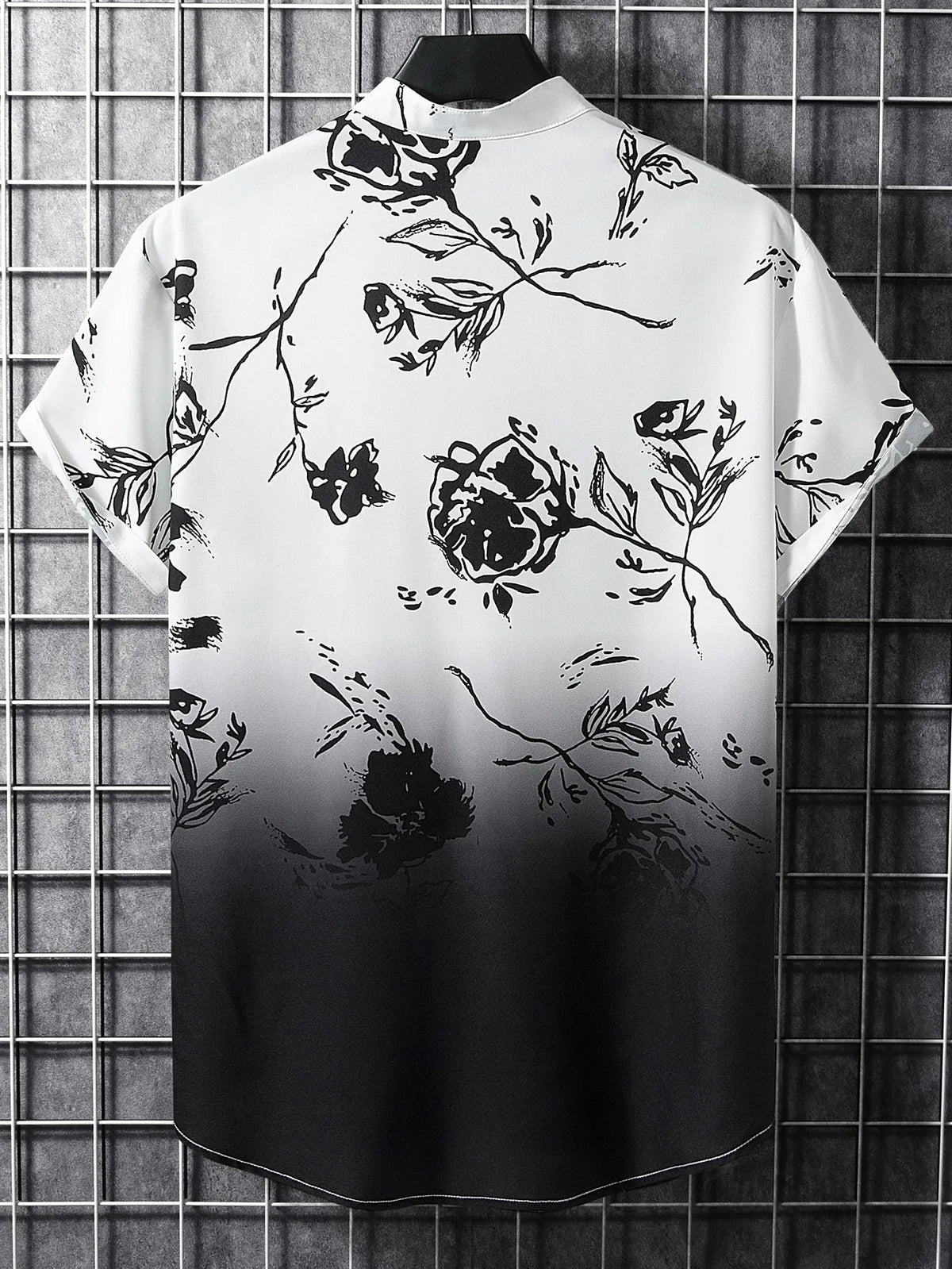 Men's Short Sleeve Floral Print Gradient Shirt, Casual Loose Fit for Vacation