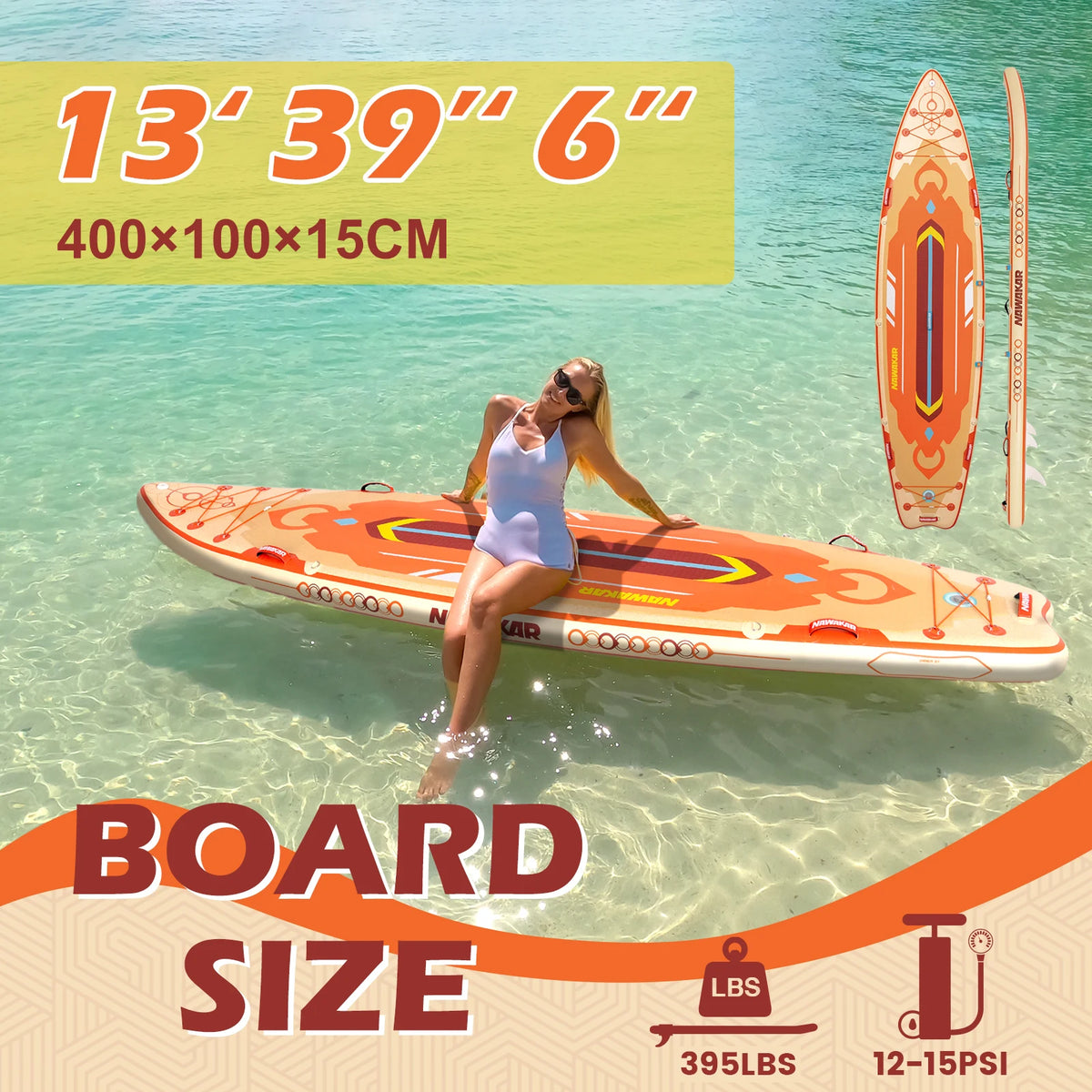 Nawakar Inflatable Paddle Board 400x100x15cm Big Size Stand Up Paddling Board SUP Waterproof Surf Sup Board with SUP Accessories