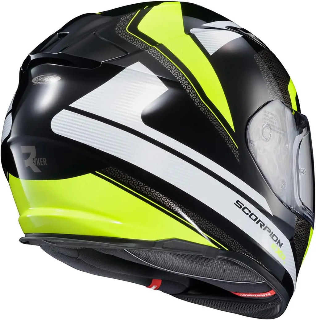 Ryzer Full Face Motorcycle Helmet with Pinlock Ready Shield with Integrated Speaker Pockets DOT ECE Approved Evolution (Hi-Viz-2