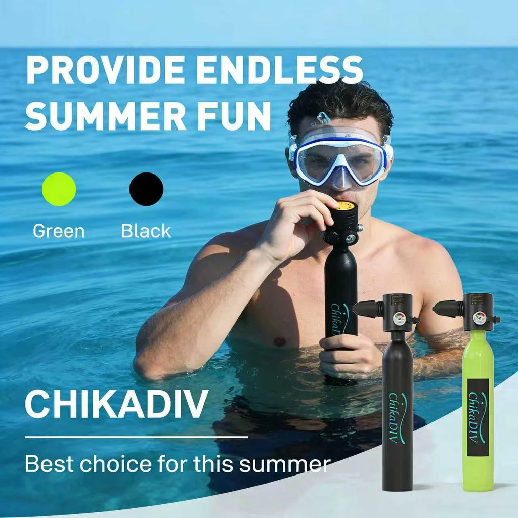 ChikaDiv S300 0.5L diving tank with Rope and Can be used underwater for 5-10 minutes, outdoor leisure swimming gear for gifts