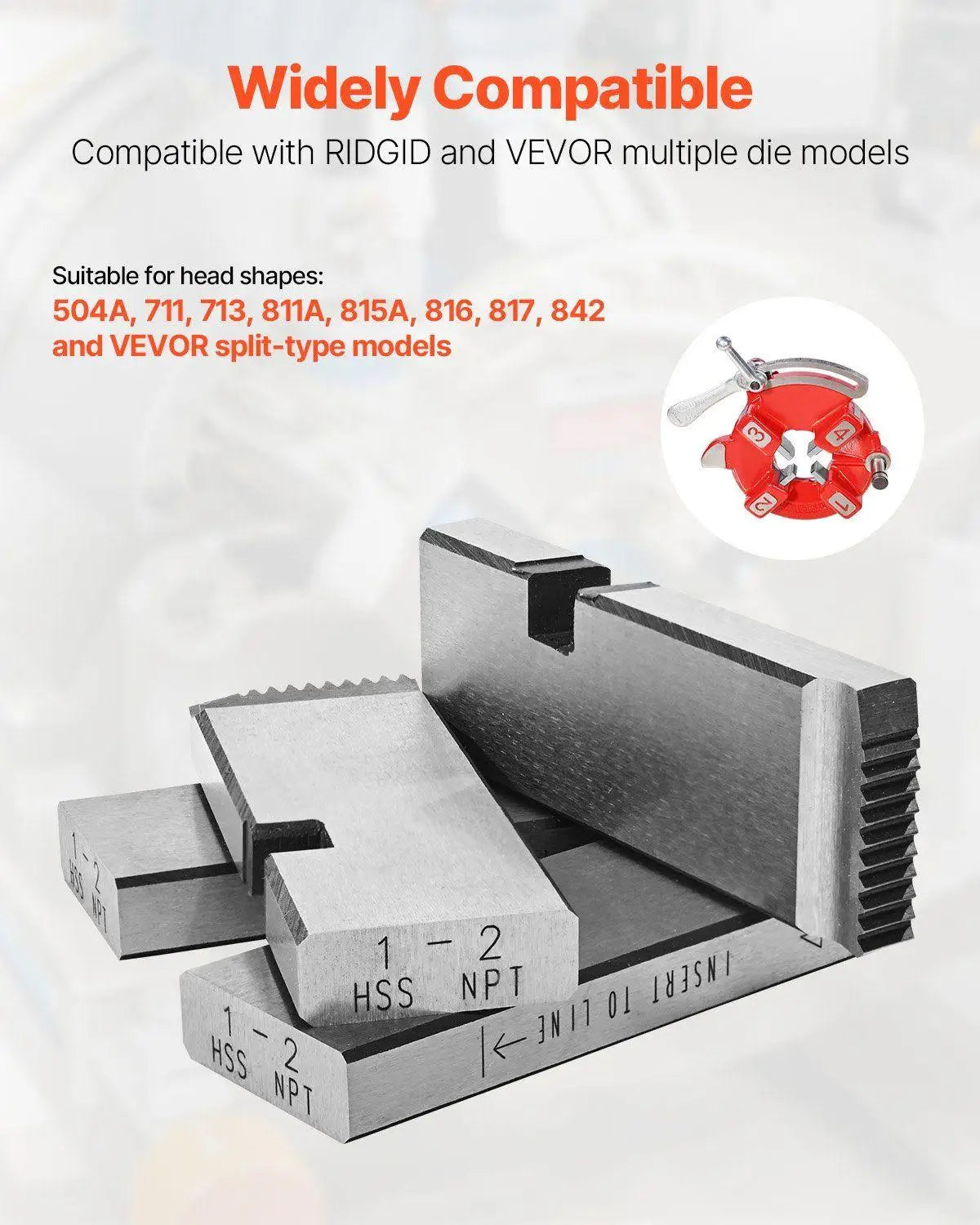 1"-2" NPT HSS Pipe Threading Dies Right Hand Turn 4 Pcs Tool for RIDGID Compatibility Sharp Cutters Minimal Maintenance