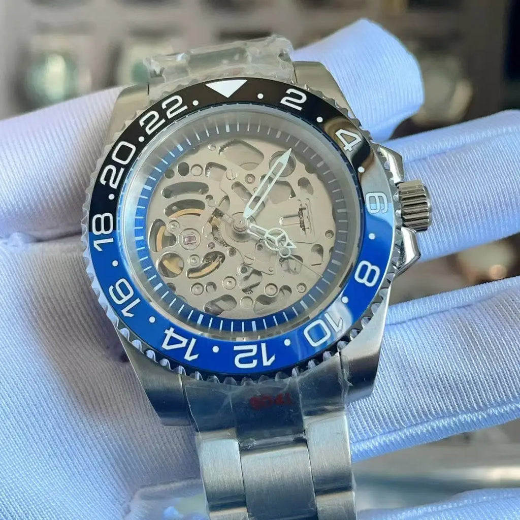 High Quality Customhollow Waterproof Mechanical Watch Sapphire Mirror Men and Women's Nh70 Movement Sports Watch Without LOGO
