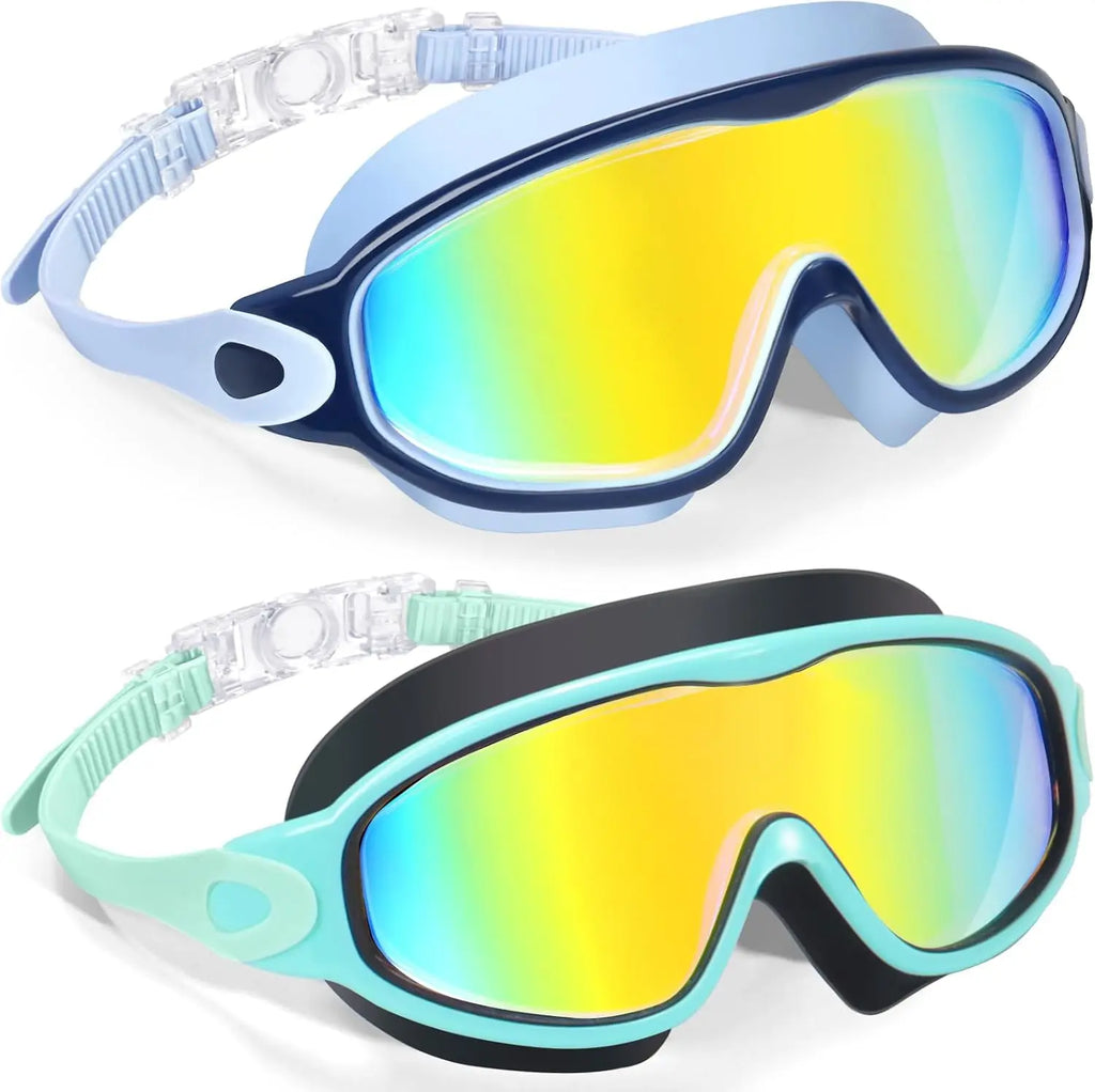 Kids Swimming Goggles Anti-Fog UV Protection Wide View Waterproof for Boys Girls Age 3-16 Pool Water Sports
