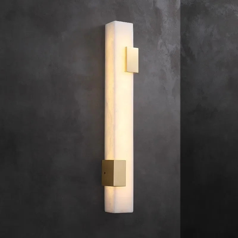 Simple All Copper Long Marble Wall Lamp Aisle Staircase Bedroom Headboard Background  LED Wall Light Fixture Indoor Decor Lustre