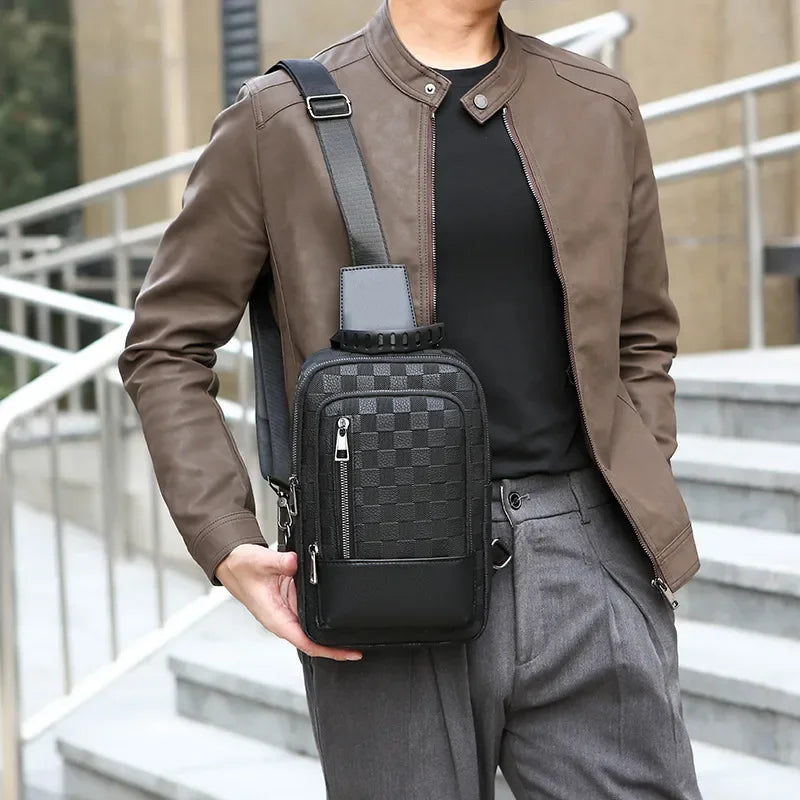 Designer Bag Men's Chest Bag Large Capacity Luxury Bag Crossbody Bag Multifunctional Chessboard Pattern Casual Shoulder Bag