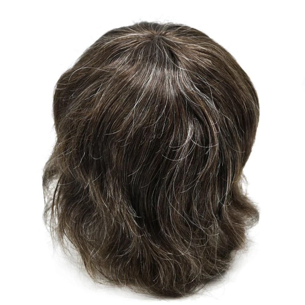 Mens Toupee Full Poly 0.10mm Injection Pu Human Hair System Hairpieces Male Hair Prosthesis Male Wig for Hair Loss Solution