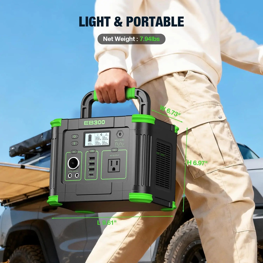300W Portable Power Station with 288Wh Solar Generator, 60W USB-C PD, 110V AC Outlet for Camping Travel Home Backup
