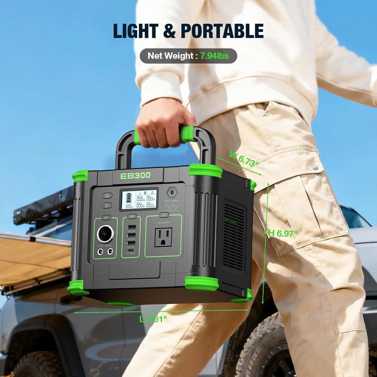 300W Portable Power Station with 288Wh Solar Generator, 60W USB-C PD, 110V AC Outlet for Camping Travel Home Backup