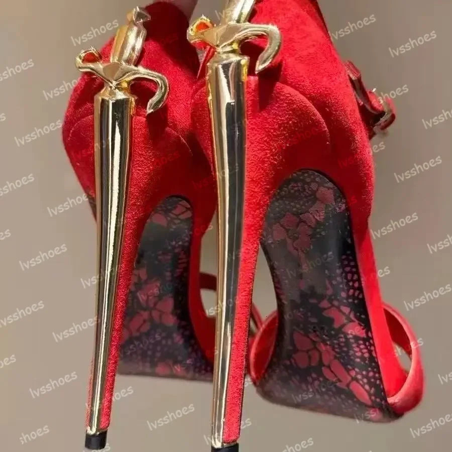Sexy Design Cesare Paciotti Dagger Heels Silver Golden Metal Stiletto Heel Pointed Toe Women Pumps High Heels Brand Pointed Toe