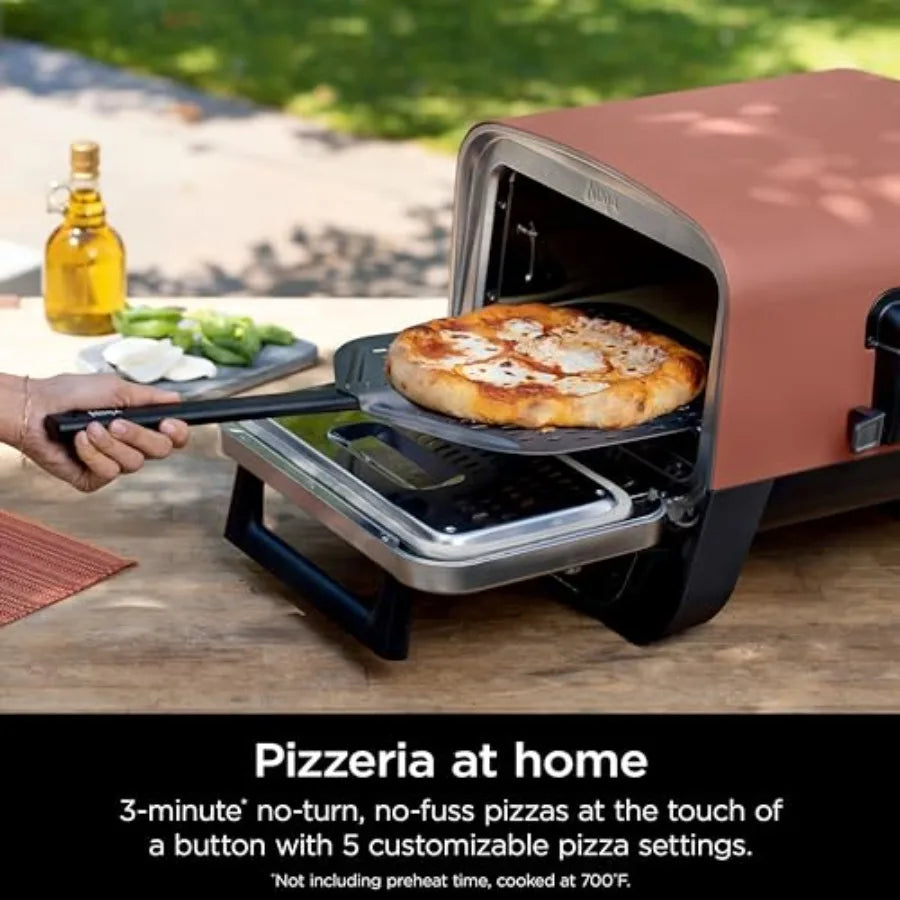 Woodfire Outdoor Pizza Oven 8-in-1 Portable Electric Roaster Oven Heats up to 700F with 5 Artisan Pizza Settings Integrated BBQ