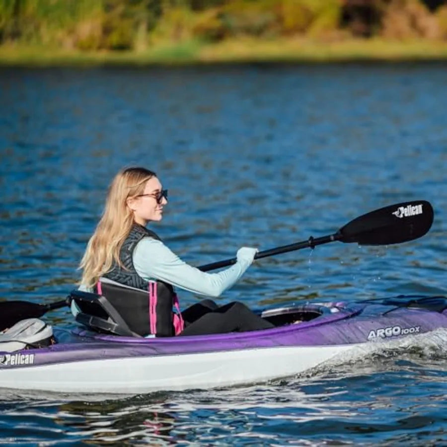 Argo 100X EXO Premium Sit-in Recreational Kayak 10 ft Lightweight Polyethylene Red with Adjustable Seat and Paddle Storage