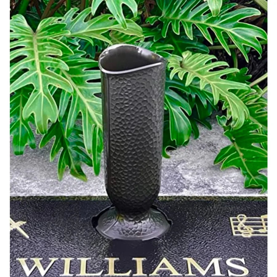 ' Ionic Vase - Replacement Cemetery Flower Vase - 4" D Base with 3 Flanges to Lock-in. Dark Brown Plastic Replica Not Bronze Qu