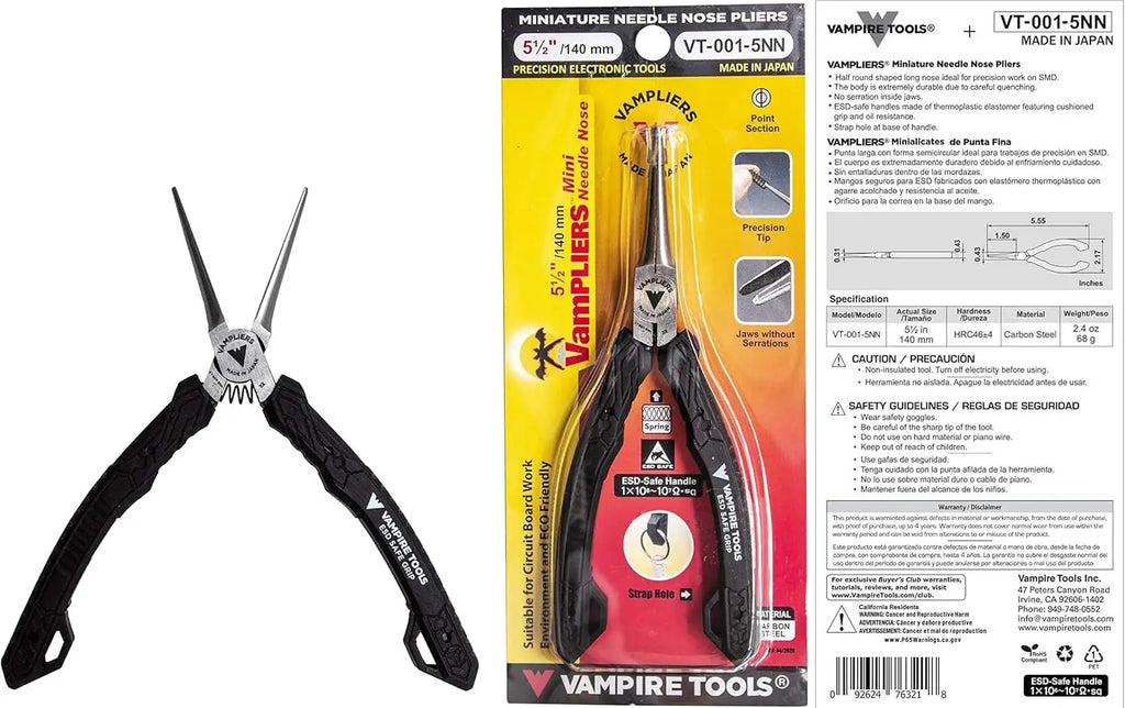 5" Precision Mini Pliers Set: ESD Safe Grip, Made in Japan. For Electronics, Jewelry & DIY Repairs.
