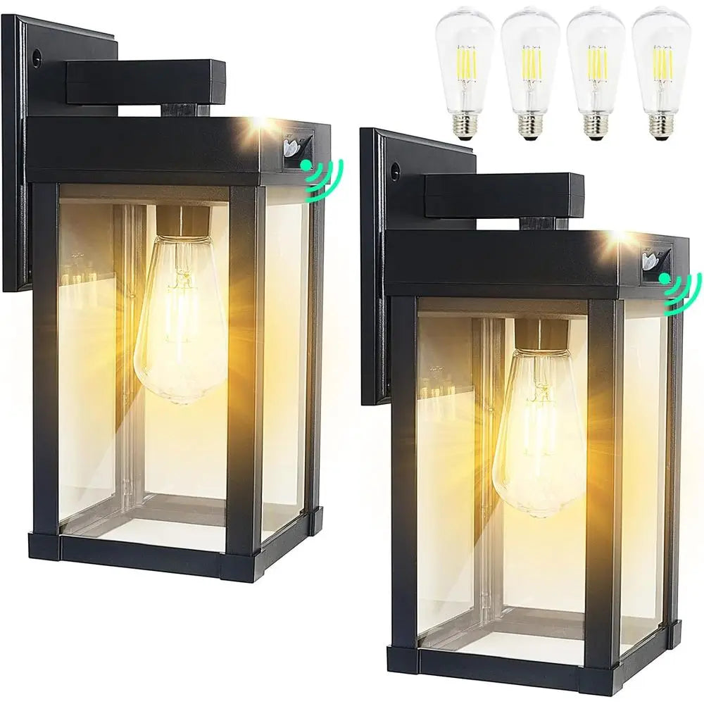 2 Pack Outdoor Waterproof Wall Lights with 3 Lighting Modes & Motion Sensor, Dusk to Dawn Exterior Porch Light Fixtures