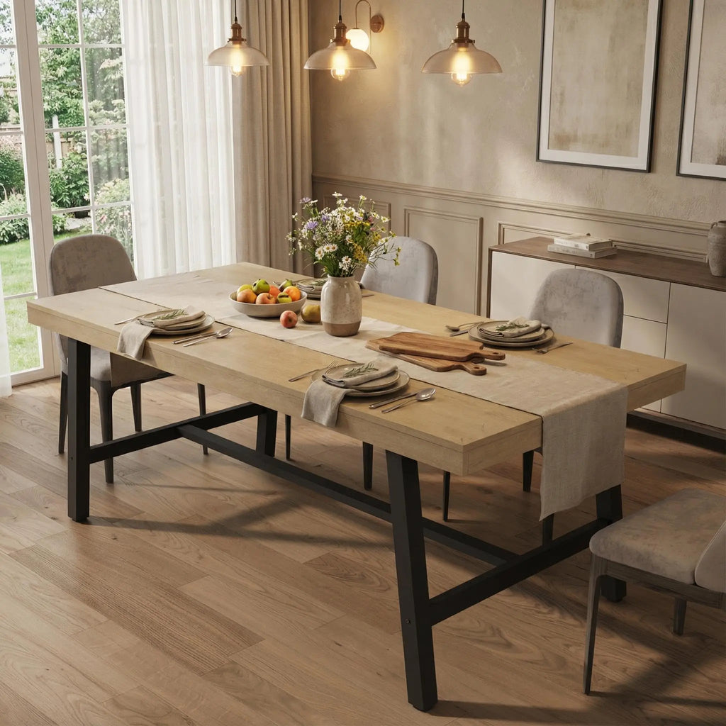 70.87 Inch Rectangle Dining Table For 6-8 People, Modern Industrial Dinner Table For Home Dining Room