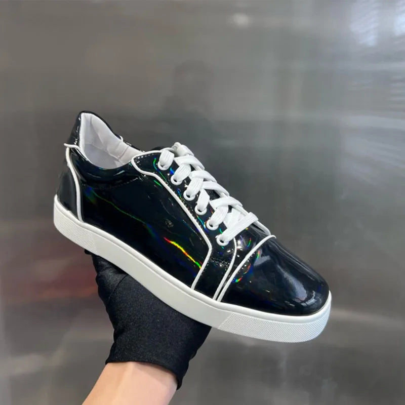 Men Real Leather Casual Shoes Fashion Red Sole Top Layer Cowhide British Style Comfortable Breathable Versatile Lace Up Loafers