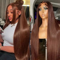 13x6 Chocolate Brown Straight Lace Frontal Wigs 100% Human Hair Wig Transparent Brown HD Lace Front Wig 4x4 5x5 Colored Wigs