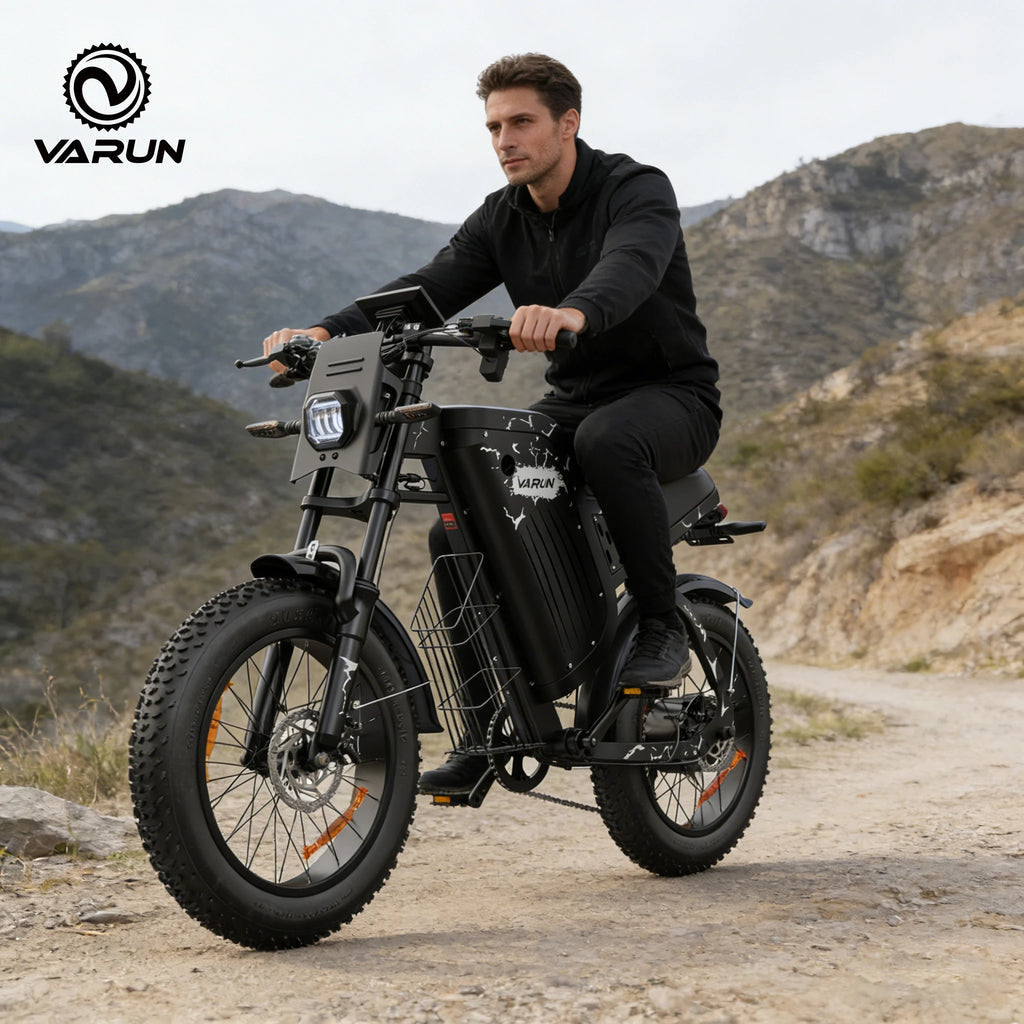 Varun X-Plorer Rapto Adult Dirt Electric Bike, 1000W Peak Power, 48V 20.8Ah, 20" Fat Tire, 28MPH, Ebike UL 2849, 1 Year Warranty