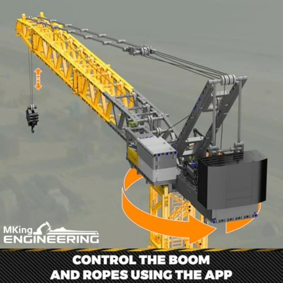 RC Tower Crane Advanced Building Kit for Adults MOC Heavy-Duty Truck Block Sets to Build APP Control Large Engineering Construc