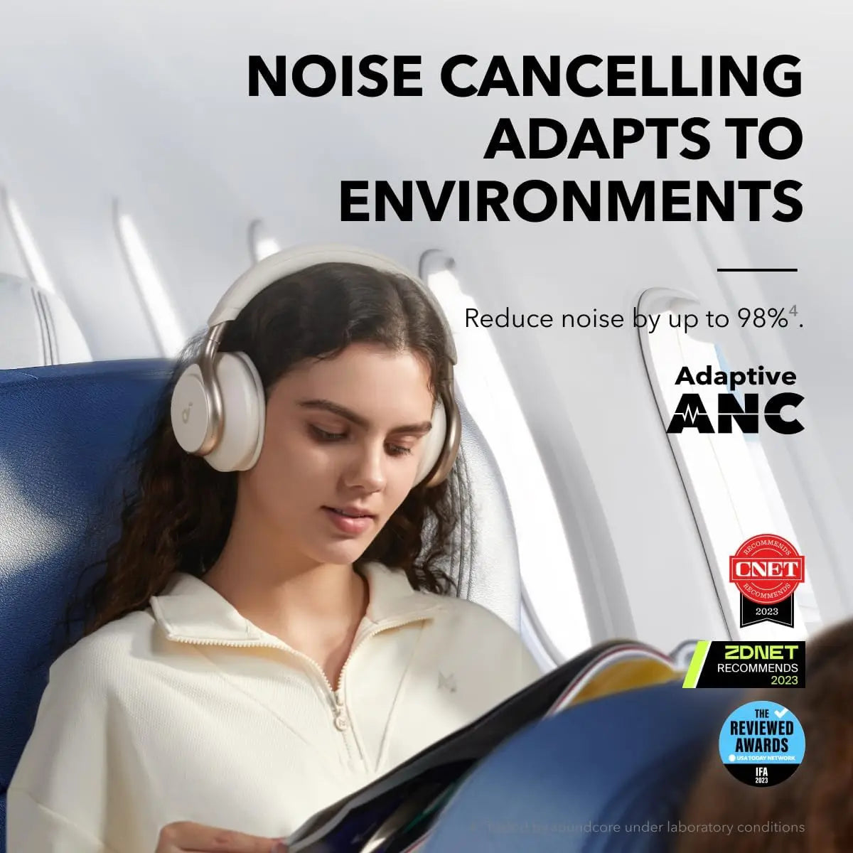 Space One Active Noise Cancelling Headphones: 40H ANC Playtime, App Control, LDAC Hi-Res Audio, Bluetooth 5.3