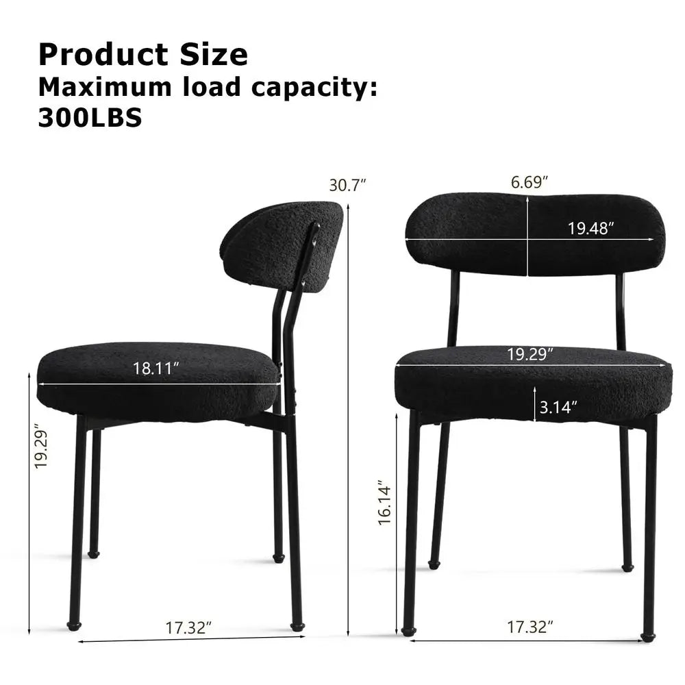 Table and Chair Set 31.5 Black Round Tableamp2 Boucle Upholstered Chairs for Kitchen Dining Room Small Space 3 Piece Dining Tabl