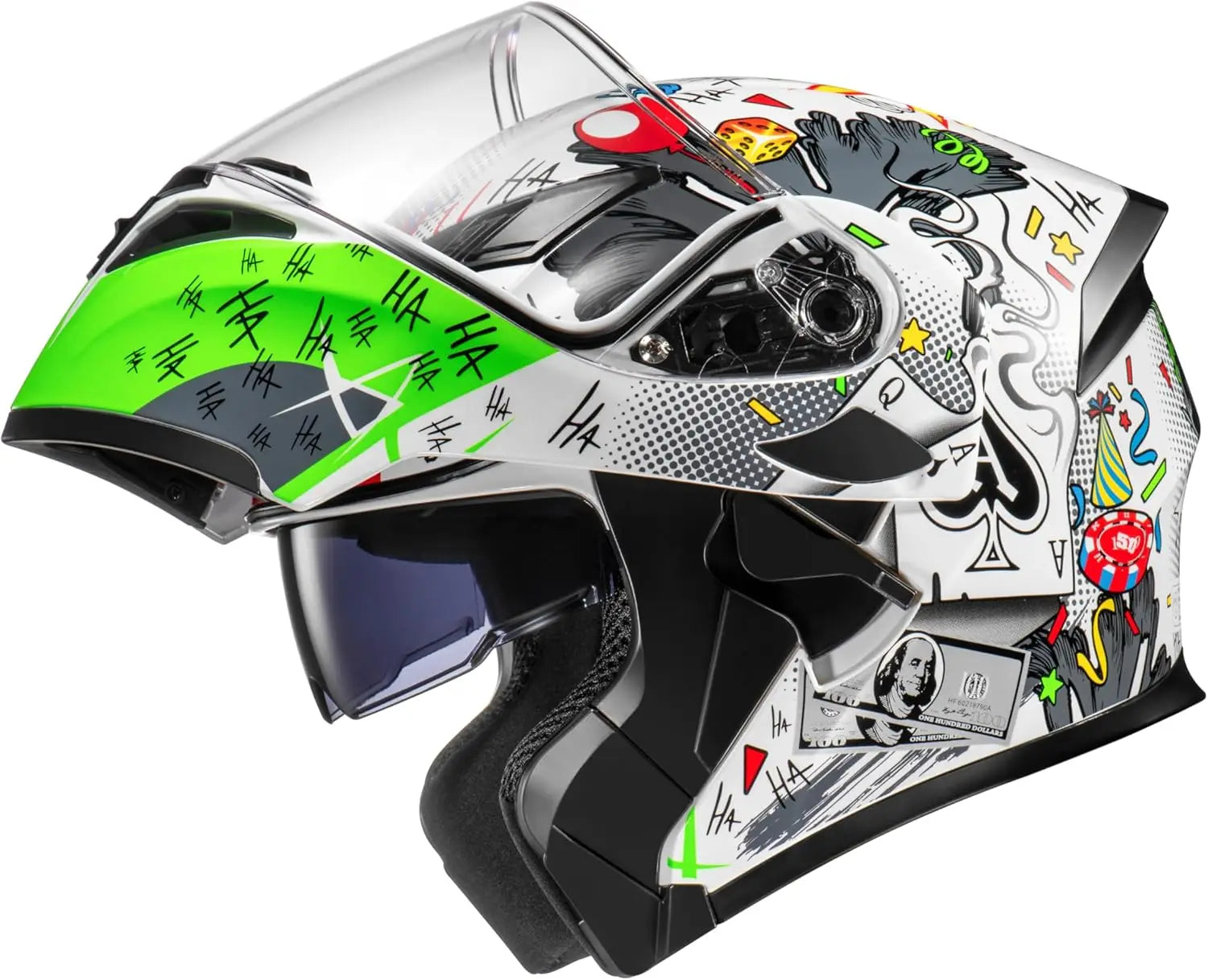 Motorcycle Dual Visor Flip up Modular Full Face Helmet with DOT Certification of Impressionism