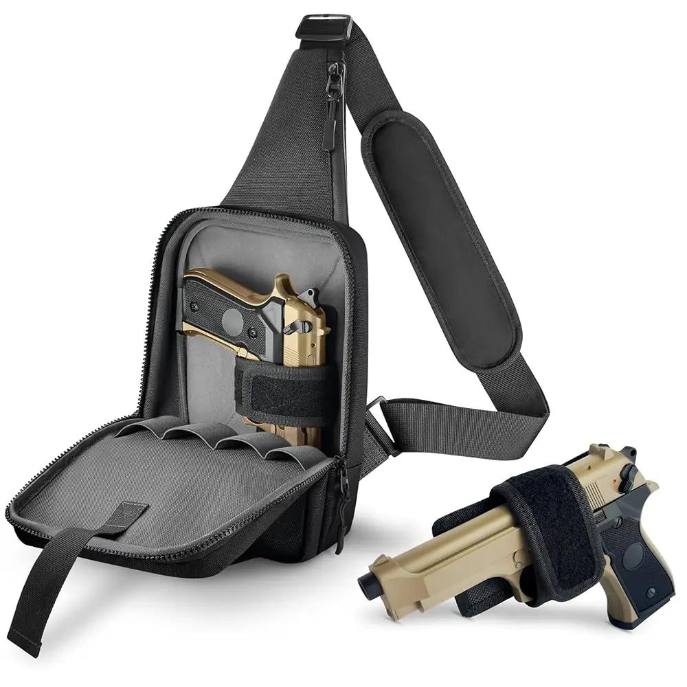 Premium Carry Sling Bag for Men with Quick Access Pull Tab and 4 Accessory Slots — CCW Sling Bag for Men with Waterproof Heav
