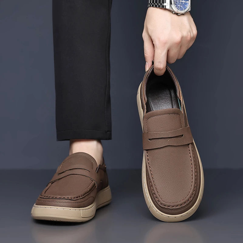Men's Classic Leather Shoes New Arrival: Elegant Leather Moccasins, Summer Handmade Slip-Ons & Casual Skate Sneakers