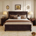 Solid Wood Queen Platform Bed with Wooden Slats, No Box Spring Needed, Rich Brown Finish