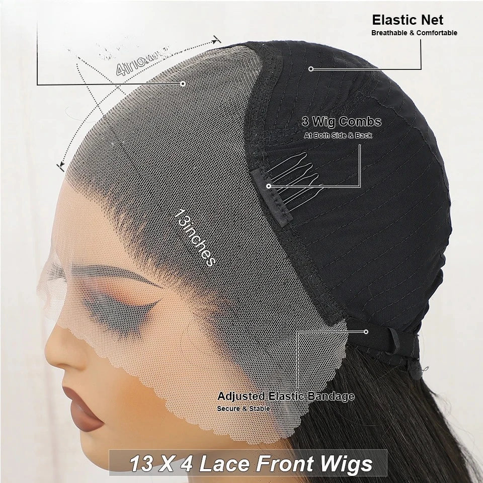 30Inch 13X4 Straight Lace Frontal Wigs Brown P12/24 Ombre Colored Pre-pluck Soft Natural High Temperature Cosplay Wigs