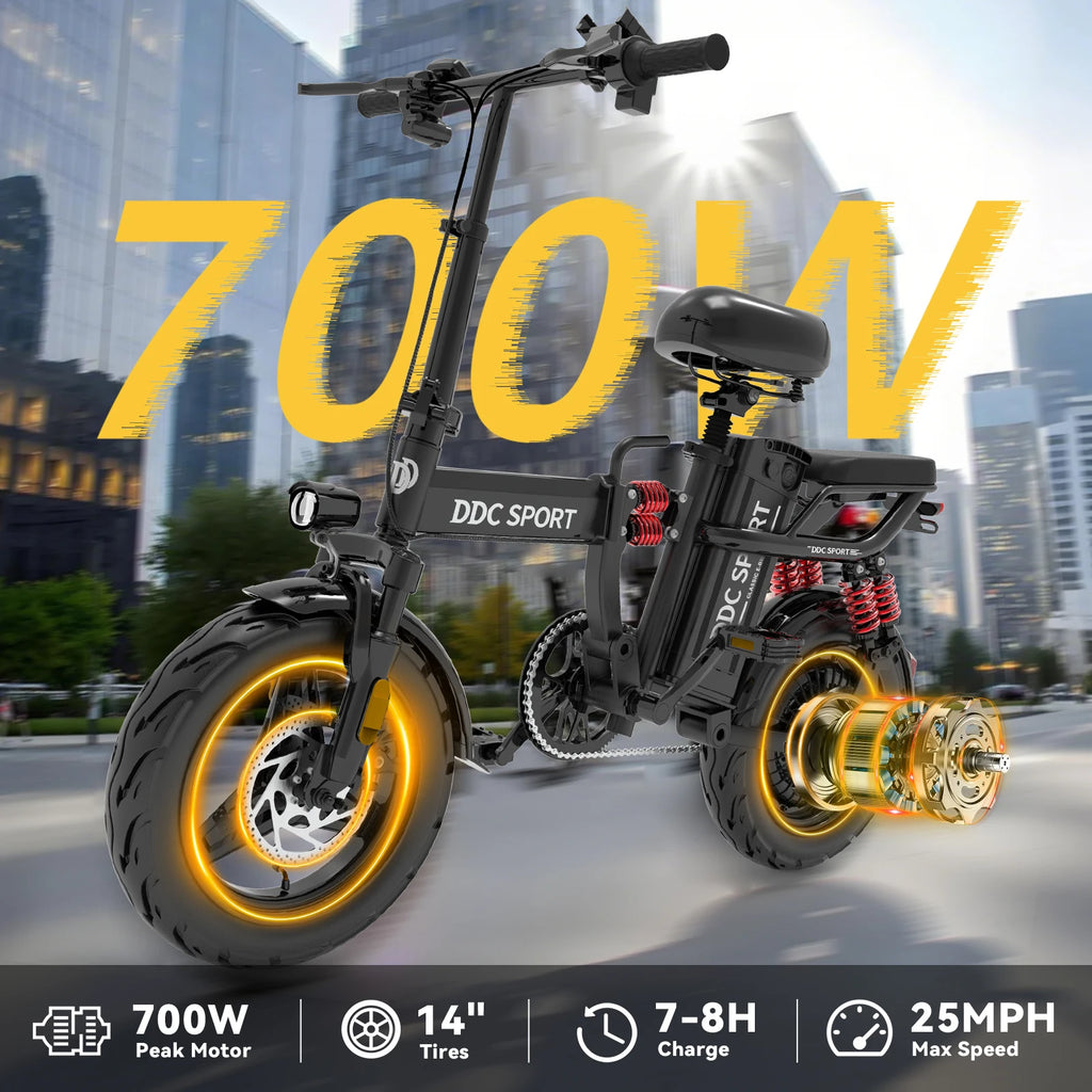 Folding Electric Bike, Electric Bicycle with 48V 14AH Removable Battery, Folding Electric Bike for Adults Teens,14'' Ebike Urban