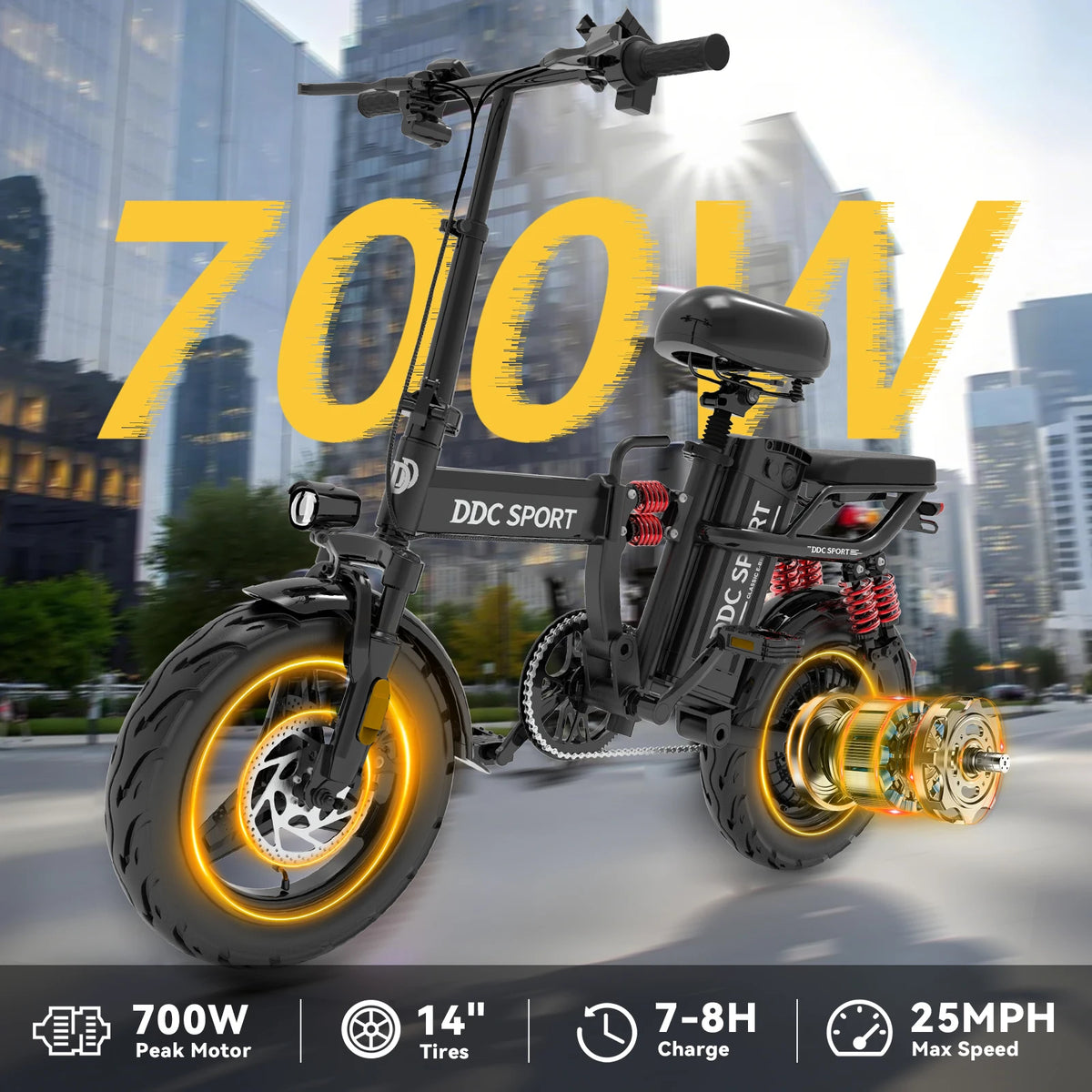 Folding Electric Bike, Electric Bicycle with 48V 14AH Removable Battery, Folding Electric Bike for Adults Teens,14'' Ebike Urban