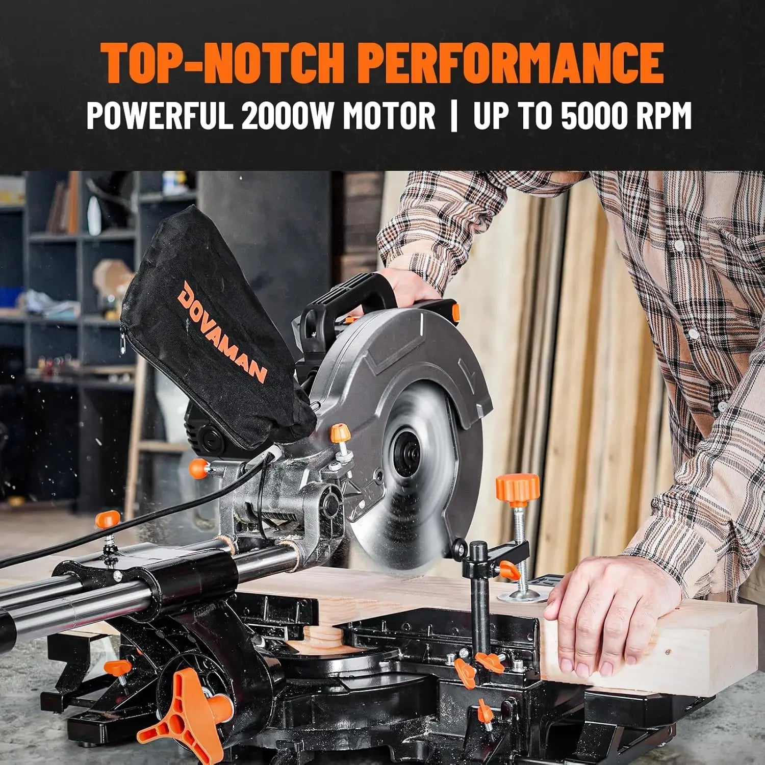 10in Sliding Miter Saw, Multi-use w/ 3 Blades, 15A Miter Saw, 4500/3200RPM, Ambidextrous Use, 0-45° Bevel Laser Cut