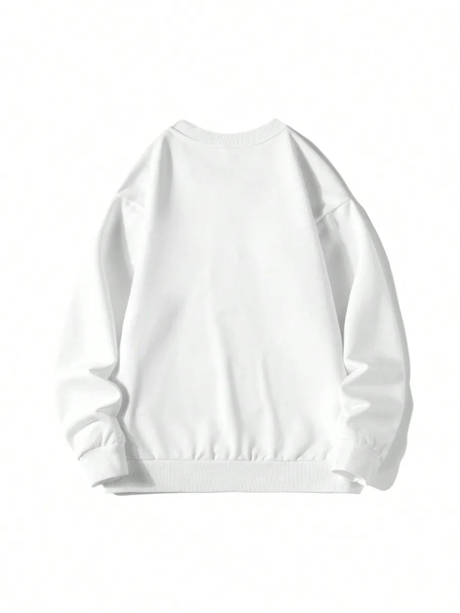 Men's Solid Drop Shoulder Long Sleeve Sweatshirt for Fall Casual Wear