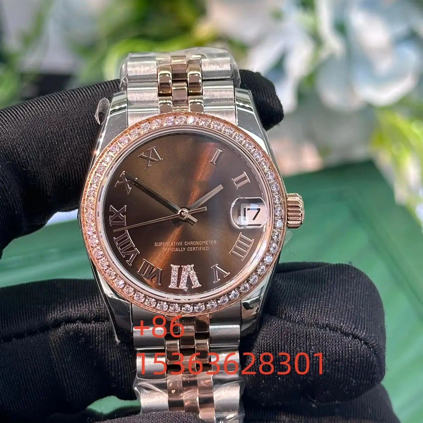 Women Luminous Sapphire Automatic Mechanical Watch 904L Stainless Steel Black Blue Customized