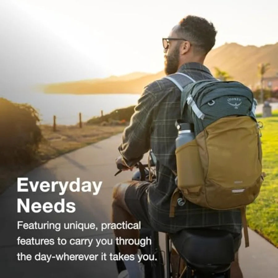 Nebula Commuter Backpack Everyday Bag with Laptop Sleeve and Bottle Pockets Moss Green Earl Grey Heather