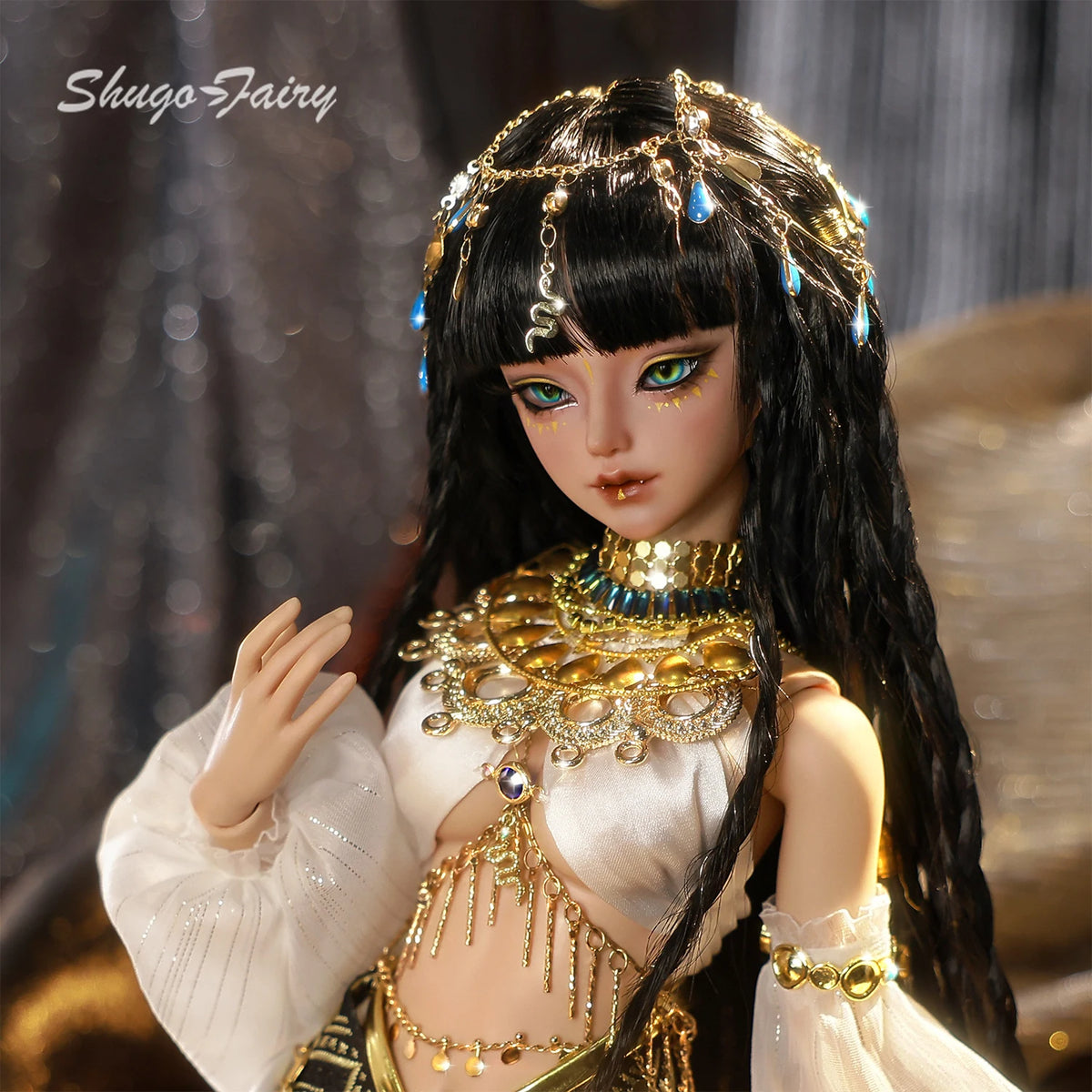 Snake B Egyptian Serpent-Eyed BJD 1/4 Fullset - Humanoid Snake Goddess Uraeus & Handmade Was-scepter Ancient Inspired ShugaFairy