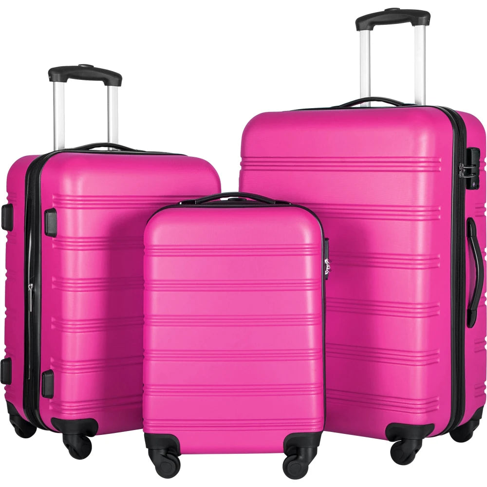 3 Piece Gradient Color Hardshell Luggage Set Expandable with Spinner Wheels TSA Lock Lightweight 20/24/28 Inch