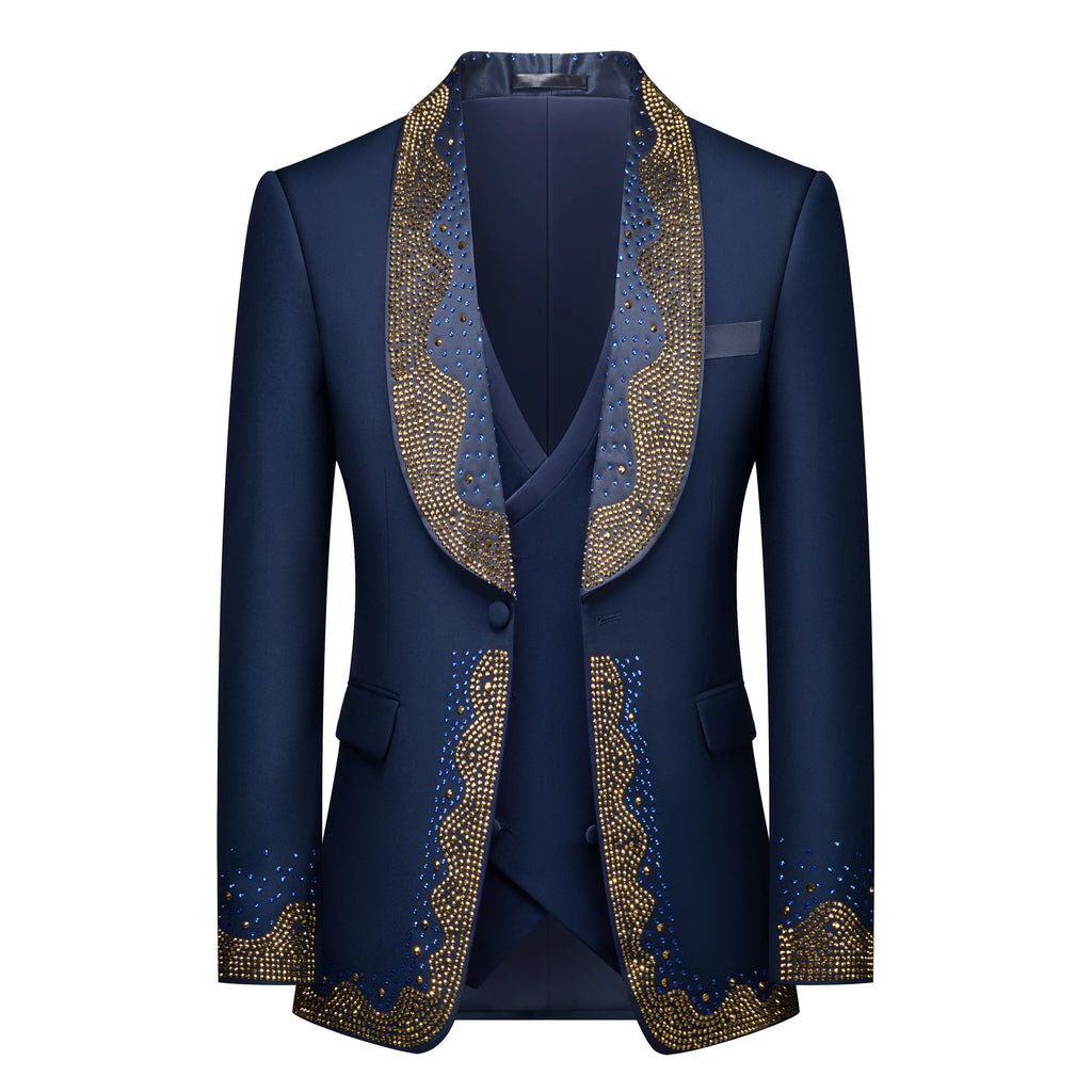 Luxury Wedding Suit For Fashion Men Beaded Slim Fit Groom Tuxedo Gentleman Party Suit 3 Pieces (Jacket+Pants+Vest) 2025