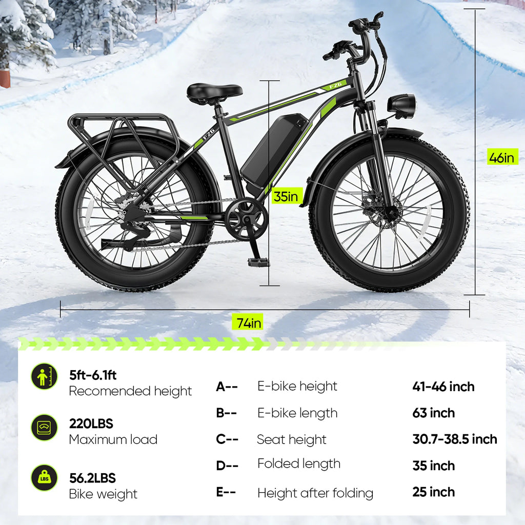 Keemigo 1000W Powerful Motor Electric Bike 20*4'' Off Road Fat Tire 48V15.6Ah Battery 330lbs Max Load 31MPH Max Speed For Adult