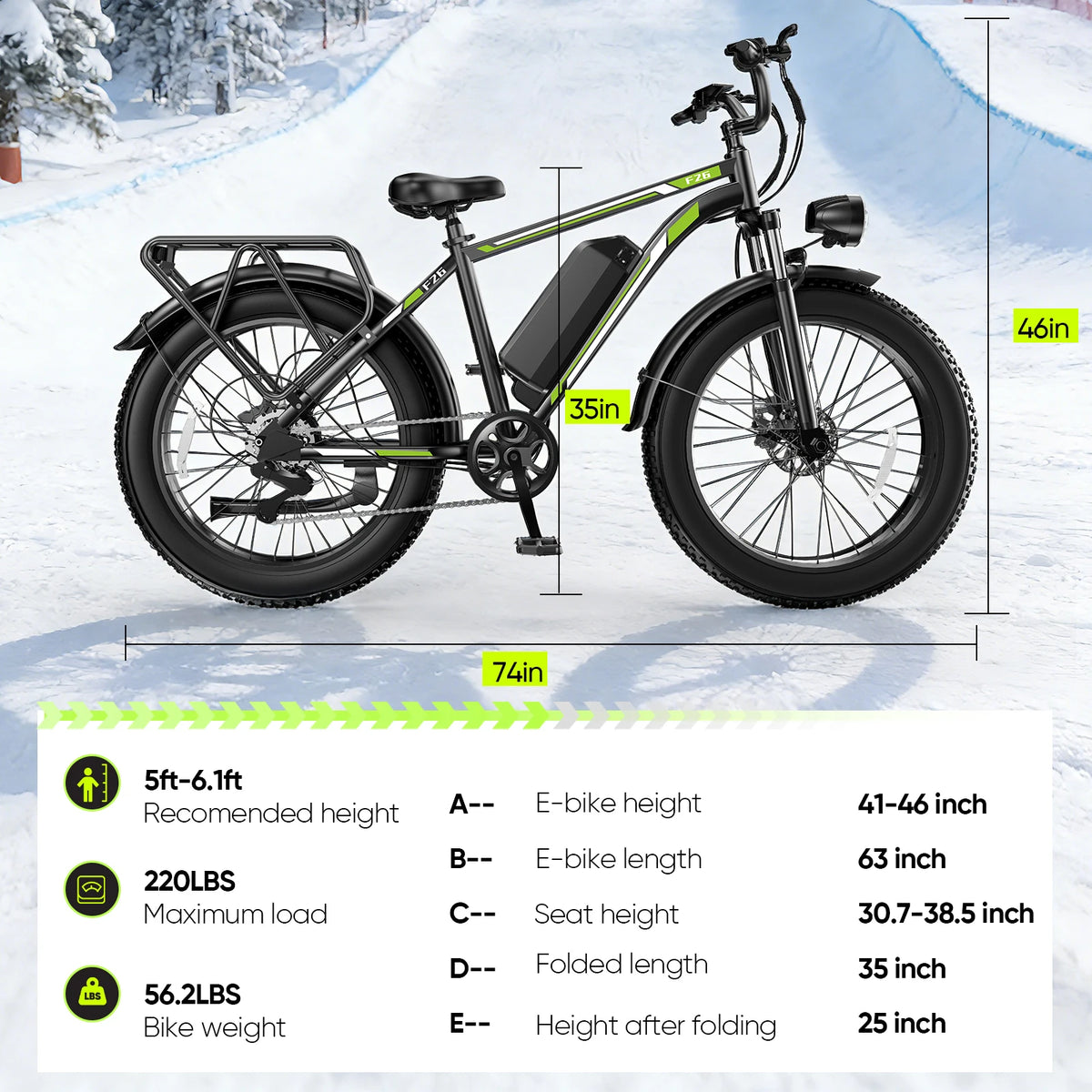 Keemigo 1000W Powerful Motor Electric Bike 20*4'' Off Road Fat Tire 48V15.6Ah Battery 330lbs Max Load 31MPH Max Speed For Adult