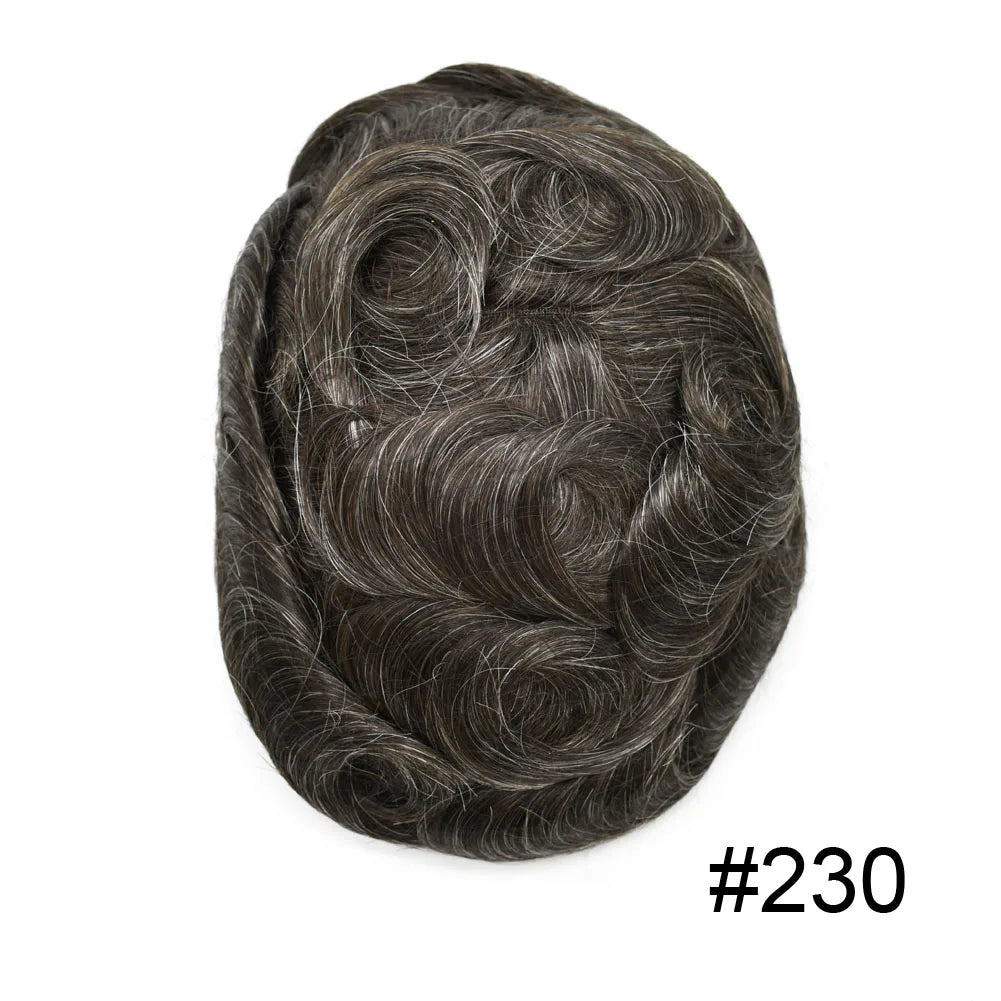 Mens Toupee Full Poly 0.10mm Injection Pu Human Hair System Hairpieces Male Hair Prosthesis Male Wig for Hair Loss Solution
