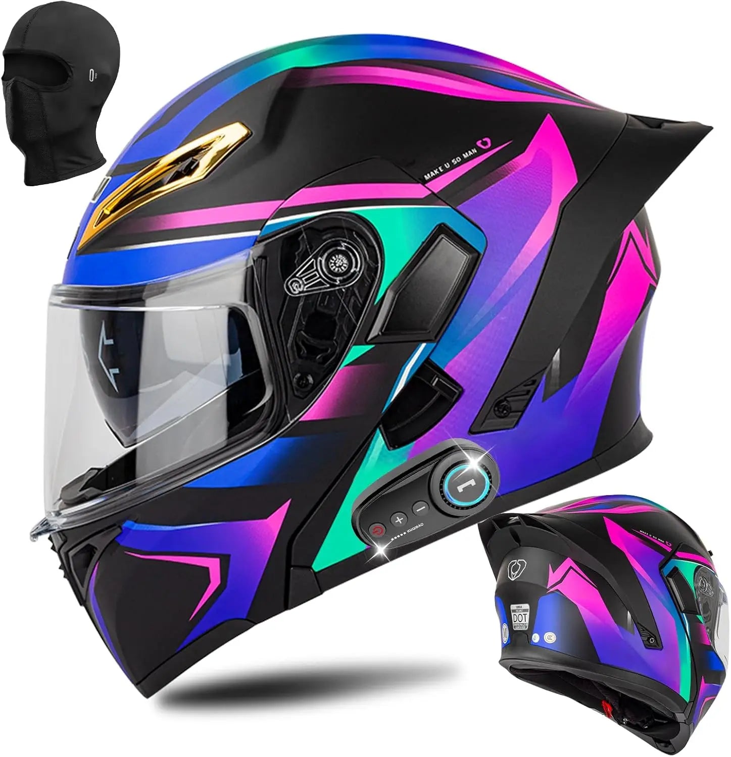 Bluetooth Modular Motorcycle Helmet DOT Certified Flip Up Full Face Integrated Anti-Fog Dual Mask Helmet Street Motorcycle Helme
