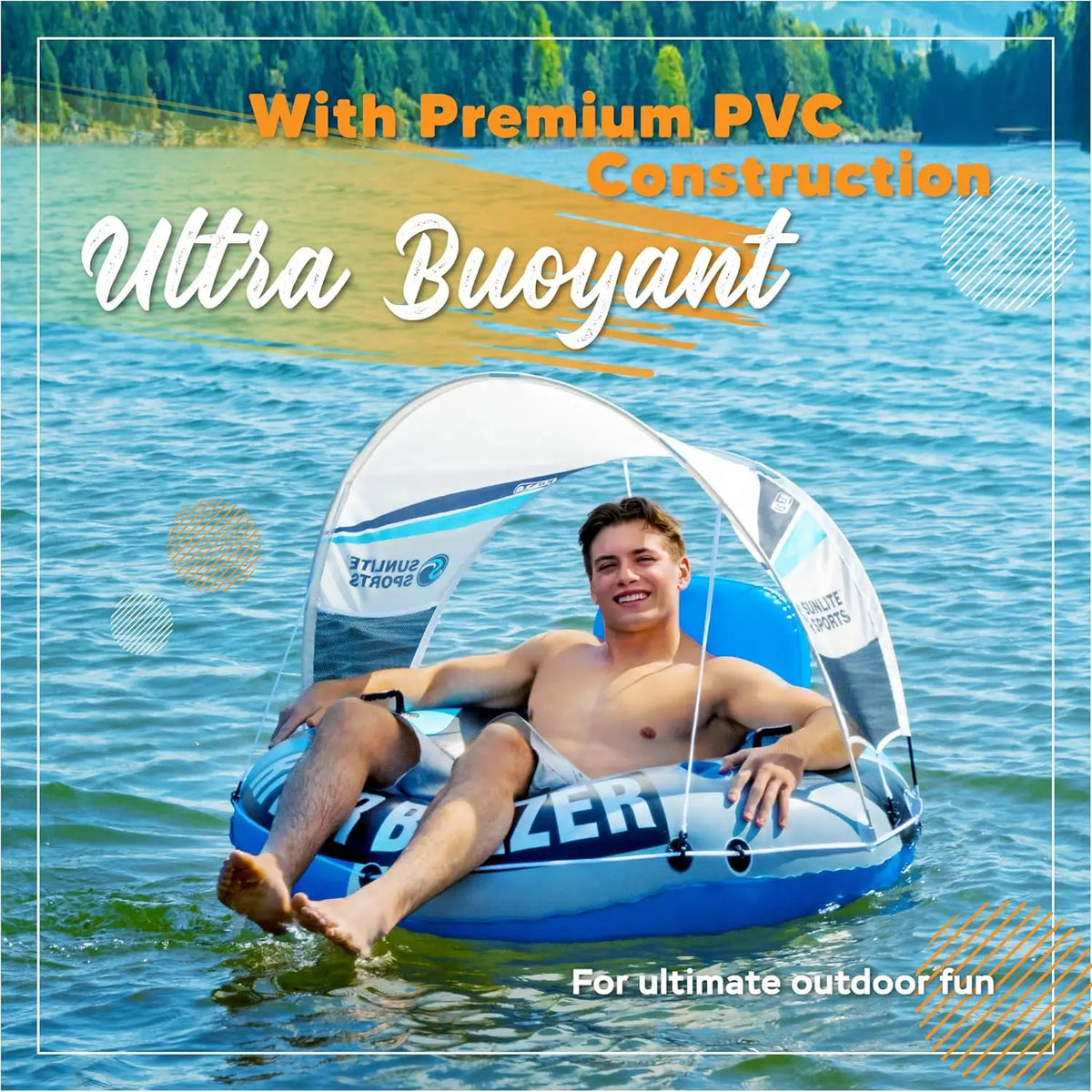 2025 New Upgraded Heavy Duty River Tube Inflatable Premium Water Float to Lounge Above Lake and River Outdoor Water Raft Sport F