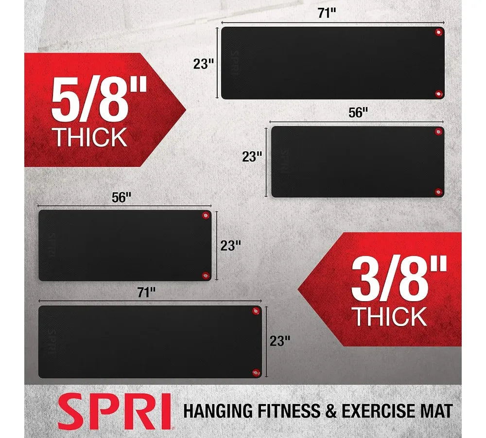 Commercial Grade Hanging Exercise Mat, Dense Foam Yoga Fitness Mat with Reinforced Holes for Gym Classes