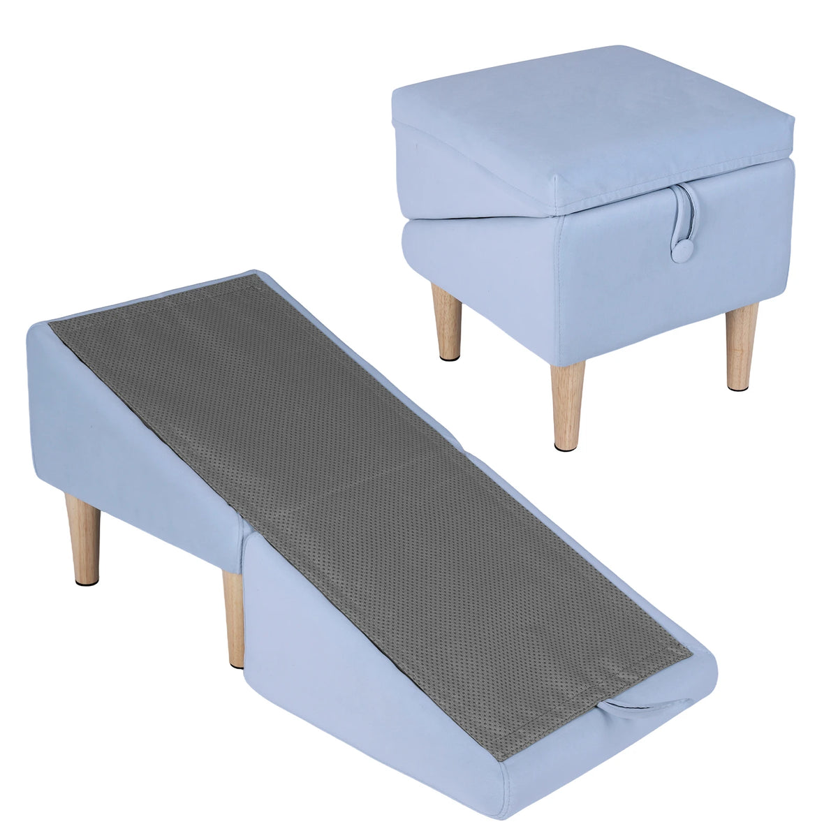 2-In-1 Folding Pet Ramp Stairs Non-Slip Foldable Human Chairs Detachable Dog Climb Ladders for Small and Large Dogs