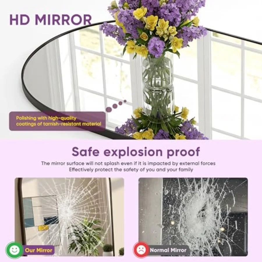 Full Length Mirror 71x27 Arched Floor Mirror Freestanding Black Full Body Mirror with Stand for Bedroom Living Room Cloakroom